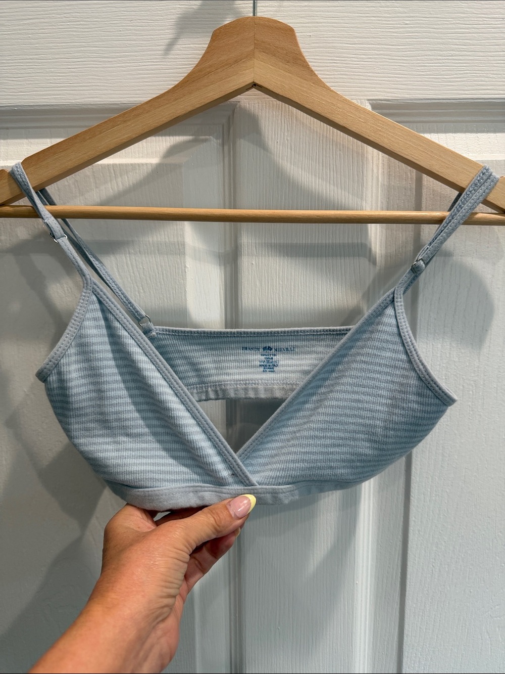 Brandy Melville Light Blue Striped Wrap Bralette - Picture 2 of 4